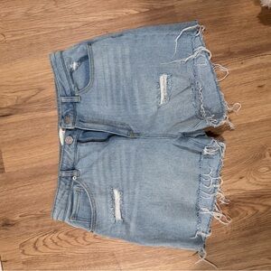 Rewind Frayed Hem Blue Jean Shorts